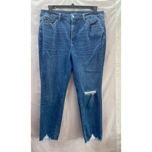 Terra & Sky Women's Plus Size 16W Distresses 5 Pocket Blue Denim Jeans